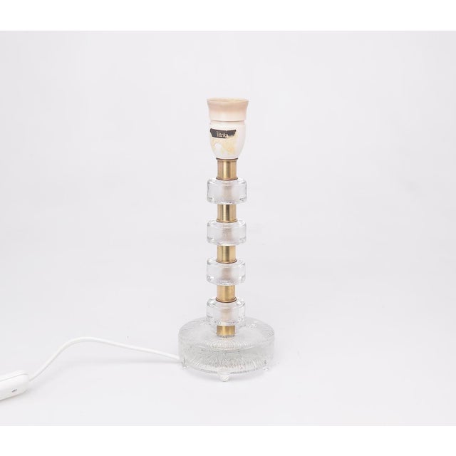 1960s Crystal and Brass Table Lamp by Orrefors for Vitrika, 1960s For Sale - Image 5 of 12