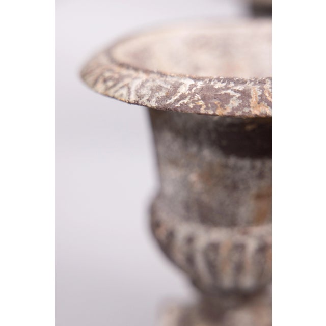 Antique French Petite Cast Iron Urns Planters - a Pair For Sale In Houston - Image 6 of 9