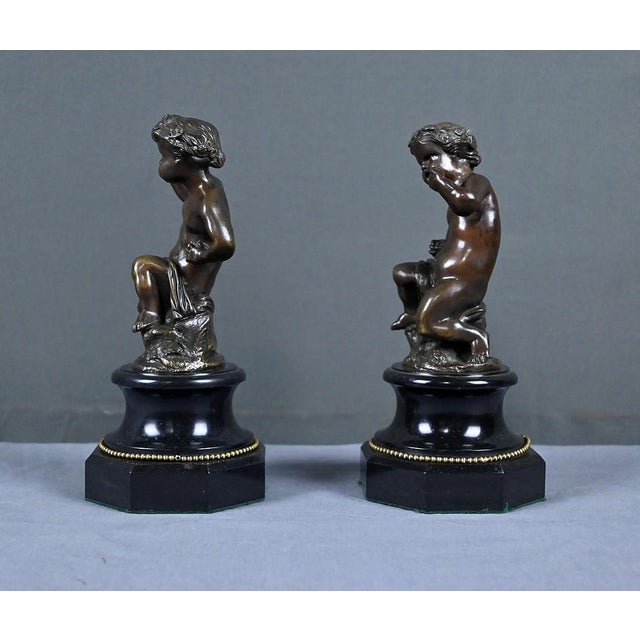 Metal 19th Century Bronze Nude Putti, Set of 2 For Sale - Image 7 of 16