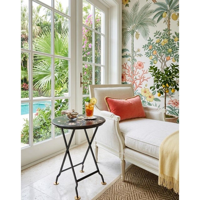 Vintage Grand & C. Chinoiserie Hand-Painted Metal Folding Side Table For Sale - Image 9 of 10