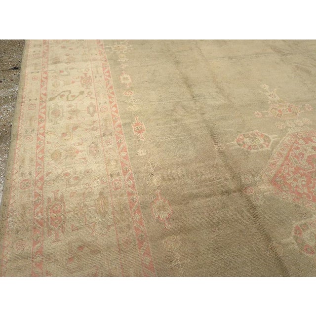 Rustic Galerie Shabab Collection Early 20th Century Turkish Oushak Room Size Carpet For Sale - Image 3 of 8