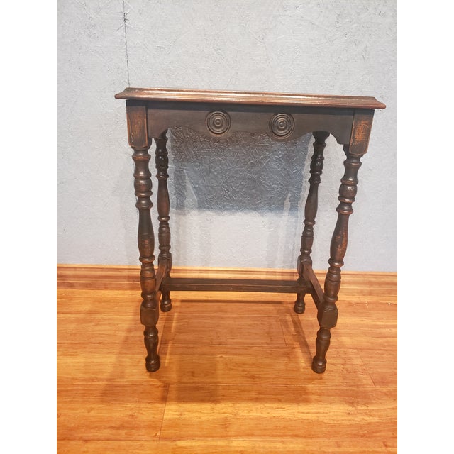 1940s Dark Stained Oak Hall Telephone Side Table Chairish