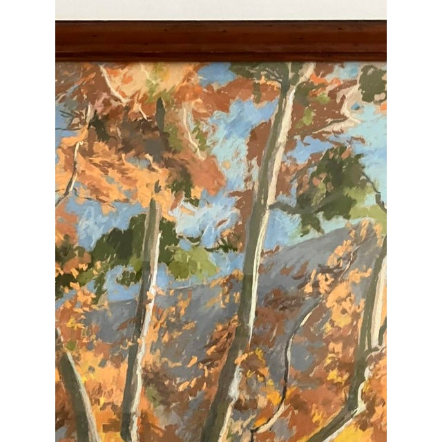 Gold Large Autumn Landscape Oil Pastel by Werner P. De Montaune, 1998 – Framed Expressive Art For Sale - Image 8 of 18