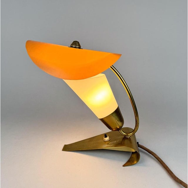 Art Deco Brass & Milk Glass Table Lamp, 1930s For Sale - Image 11 of 13