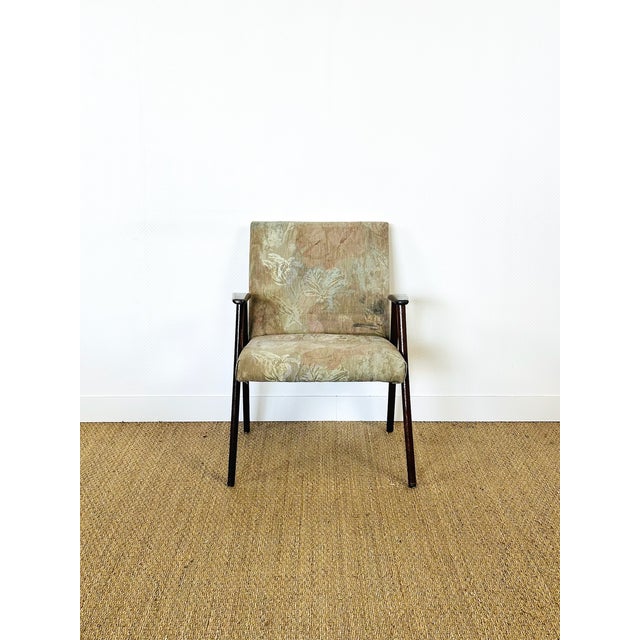 Mid-Century Modern Vintage Lounge Chair in Dark Wood and Floral Patterned Fabric, 1960s For Sale - Image 3 of 14