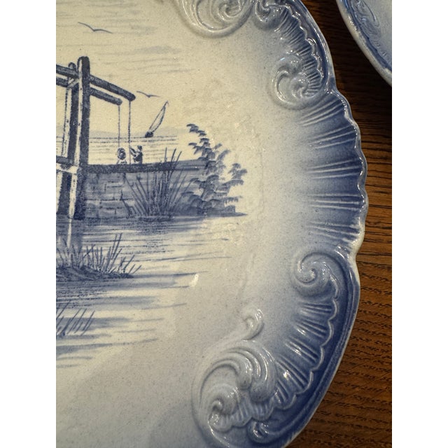 Blue Early 19th Century German Rococo Blue and White Plates a Pair For Sale - Image 8 of 12