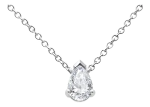 AGS Certified 14K White Gold 1/2 Cttw Diamond Pear 18" Pendant Necklace