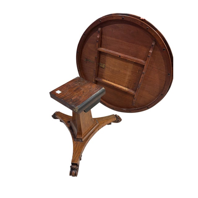 English Mid 20th Century Large English Oak Round Pedestal Dining Table With Carved Scroll Feet For Sale - Image 3 of 5