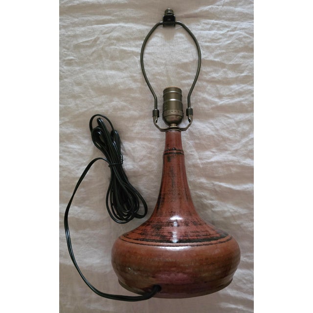 Mid-Century Modern Vintage French Mid Century Brown Stoneware Studio Pottery Lamp C. 1960s For Sale - Image 3 of 16