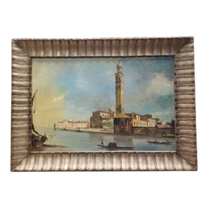 Fine 1930s Old World Large Venetian Oil Painting