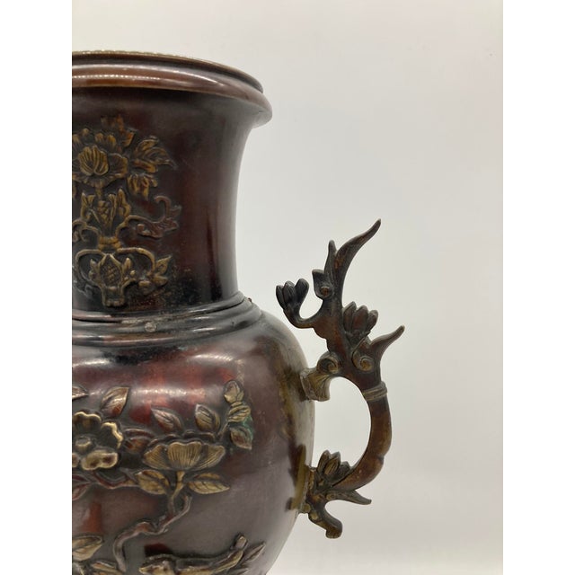 Meiji Period Large 19th Century Japanese Bronze Vase Urn Dragon Heads 18'' For Sale - Image 17 of 18