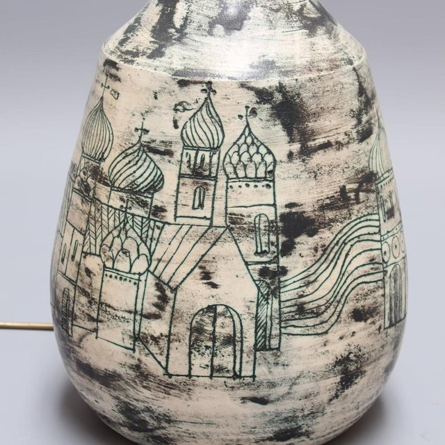 Vintage French Ceramic Lamp with Motif by Jacques Blin, 1950s For Sale - Image 15 of 18