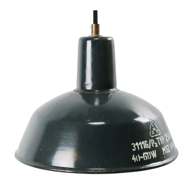Vintage Industrial Blue Enamel Factory Pendant Light For Sale - Image 5 of 5