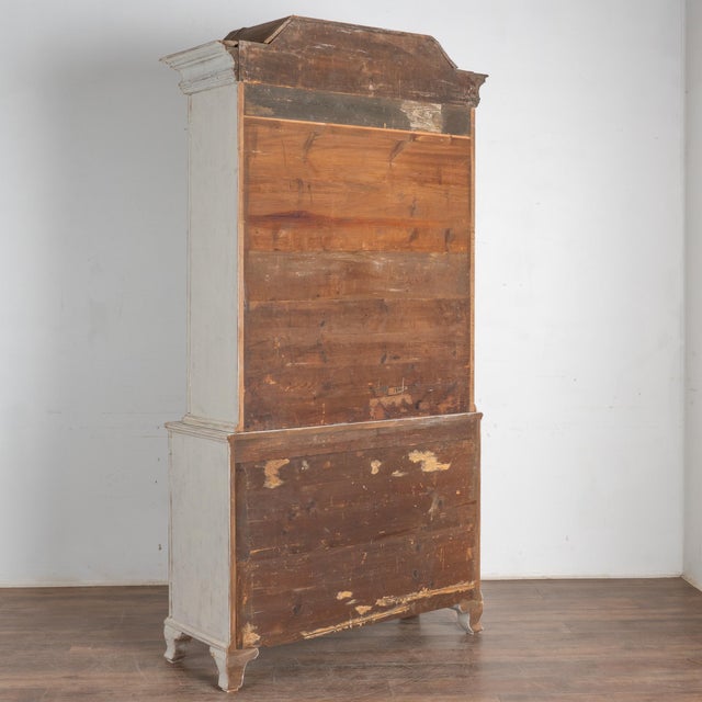 White Painted Pine Bookcase Display Cabinet, Sweden Circa 1840-60 For Sale - Image 12 of 12