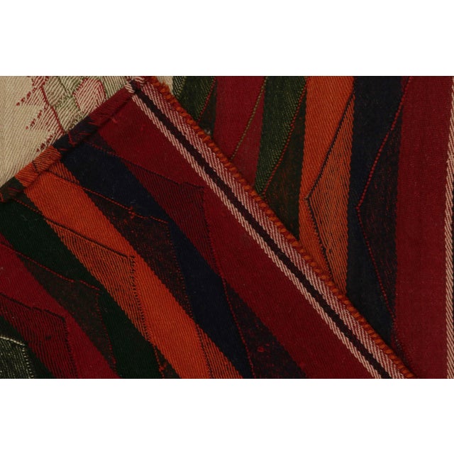 Textile Vintage Qashqai Persian Kilim in Beige With Multicolor Motifs and Red Stripes For Sale - Image 7 of 7
