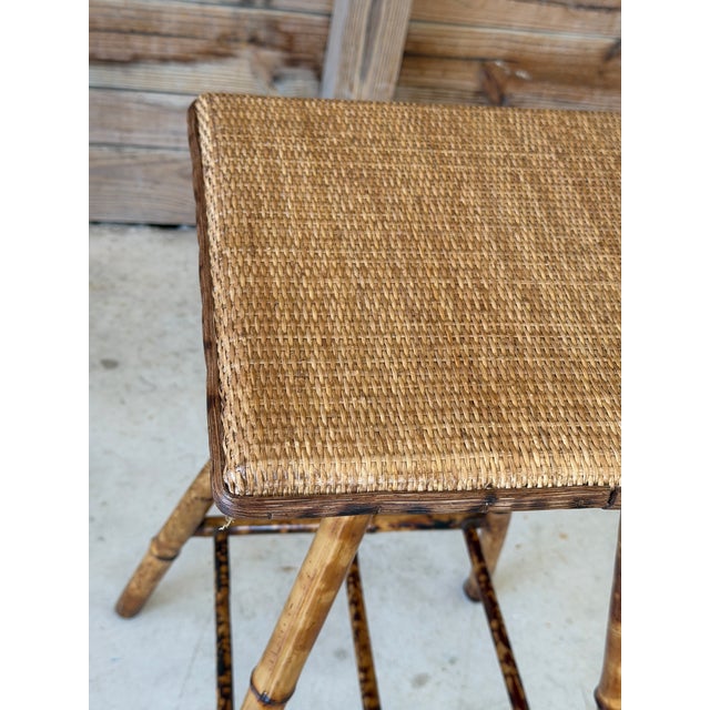 Victorian Antique Restored English Victorian Bamboo Side Table For Sale - Image 3 of 12