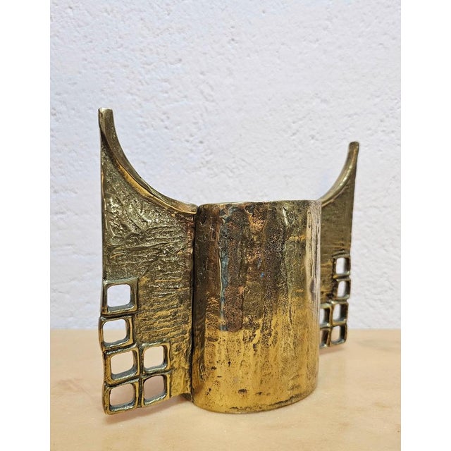 Brutalist Sculptural Brutalist Gilt Bronze Candleholder by Heinz Goll, 1960s For Sale - Image 3 of 8