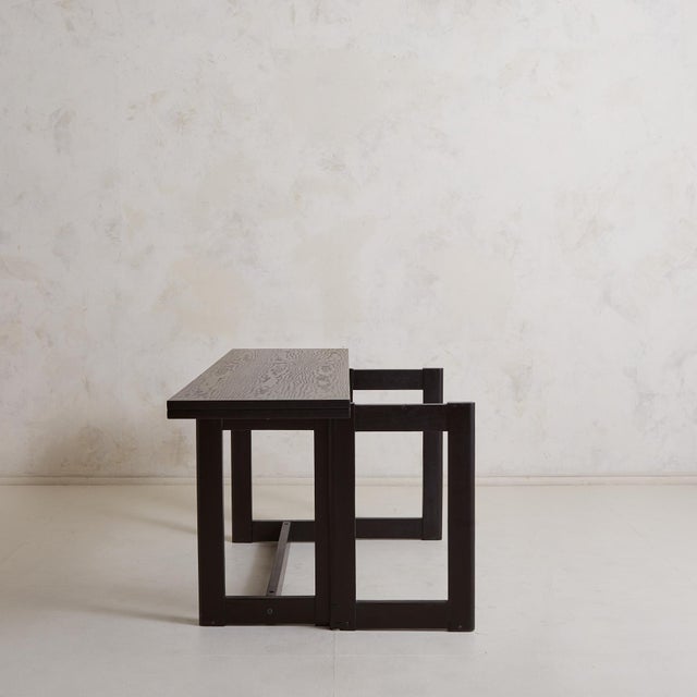 Wood Foldable Ebonized Ash Wood Console + Dining Table, France 1970s For Sale - Image 7 of 12