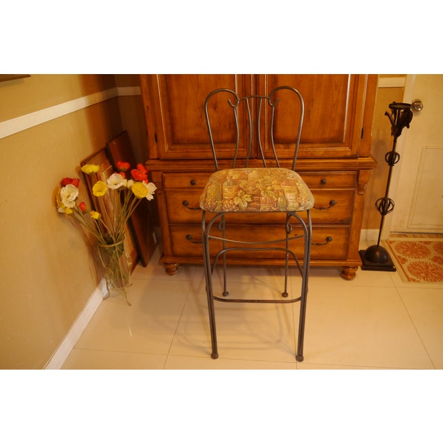 Late 20th Century Gray Wrought Iron Bar Stools- Set of 2 For Sale - Image 11 of 12