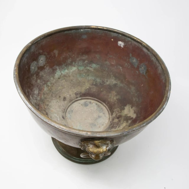 Early 20th Century Brass Garden Planter With Lions Heads For Sale - Image 5 of 13