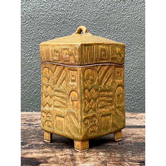 Vintage Textured Ceramic Lidded Box For Sale - Image 11 of 13