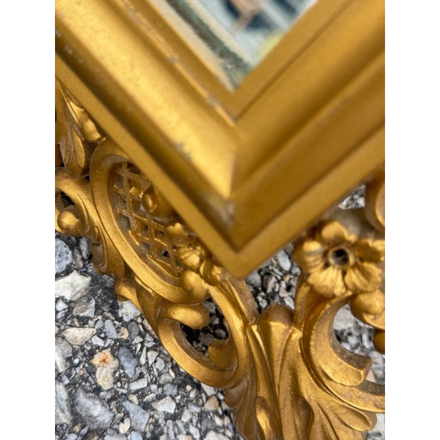 Vintage Carved Giltwood Baroque Rococo Mirror For Sale - Image 9 of 11