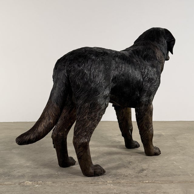 Metal Large Bronze Mastiff (St. Bernard) Dog Sculpture – 48” Guardian Estate Statue For Sale - Image 7 of 10