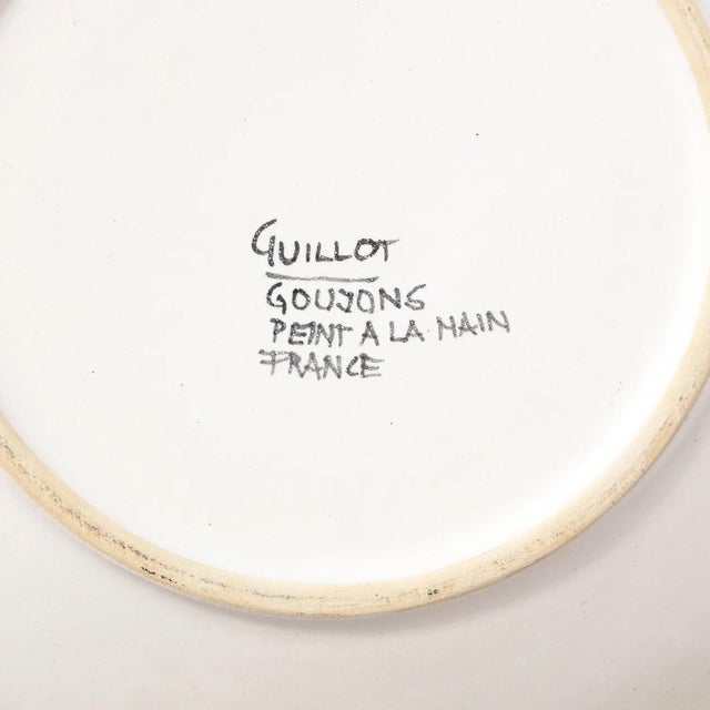 Ceramic Mid-Century Modernist Hand-Painted Oceanic Ceramic Plate Set by Marcel Guillot For Sale - Image 7 of 17