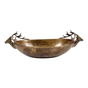 Brass Hand Pounded Deer Head Bowl