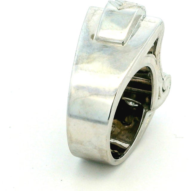 Vintage Platinum Diamond Cocktail Ring, 3 Carats Total, 1940s, Size 6.5 For Sale - Image 4 of 17