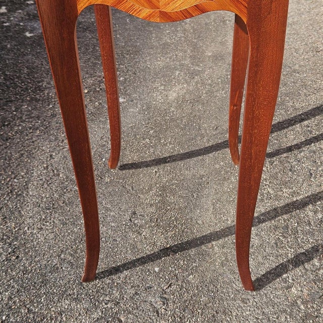 French Marquetry Nightstand in Marble and Wood, 1970s For Sale - Image 18 of 18