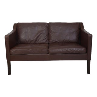 2422 Two-Seater Sofa in Brown Leather by Børge Mogensen, 1980s For Sale