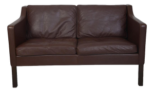 2422 Two-Seater Sofa in Brown Leather by Børge Mogensen, 1980s