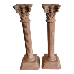 Pair of Mid 20th Century Terracota Candle Holders