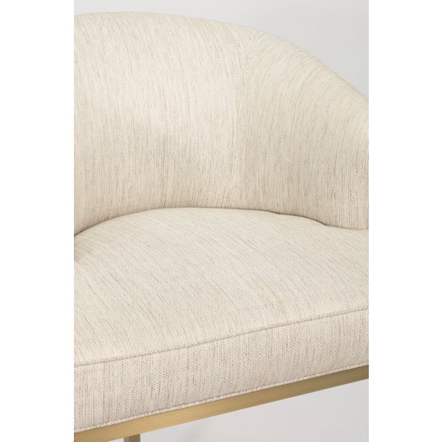 Cream Set of 3 Vanguard Furniture Cream Upholstered Counter Stools With Brass Base For Sale - Image 8 of 8