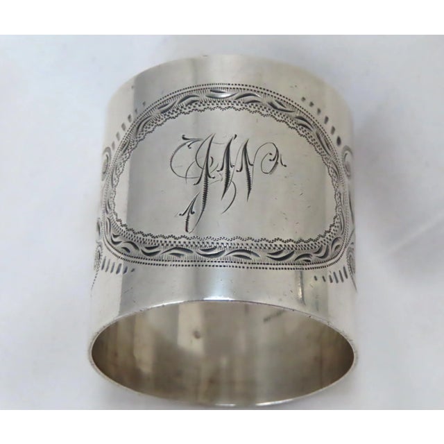 Late 19th Century Large Beautifully Hand Engraved Antique American Victorian Sterling Silver Napkin Ring For Sale - Image 5 of 13