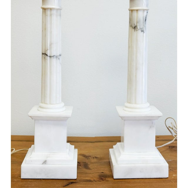 Vintage Neo-Classical Marble Column Table Lamp Pair For Sale In Kansas City - Image 6 of 14