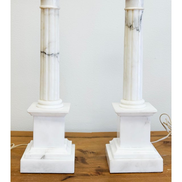 Vintage Neo-Classical Marble Column Table Lamps, a Pair For Sale In Kansas City - Image 6 of 13