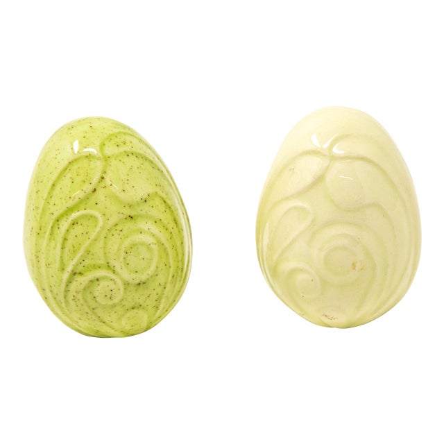 Mid 20th Century Glazed Ceramic Eggs- Set of 2 For Sale