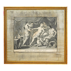 18th Century Old Master Style Mythological Antique Engraving Allegorical Print Framed Nude
