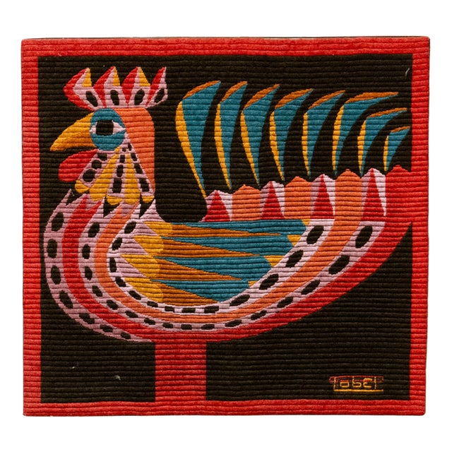 P.Lobel, Canvas Rooster, 1950s, Textile and Wool For Sale