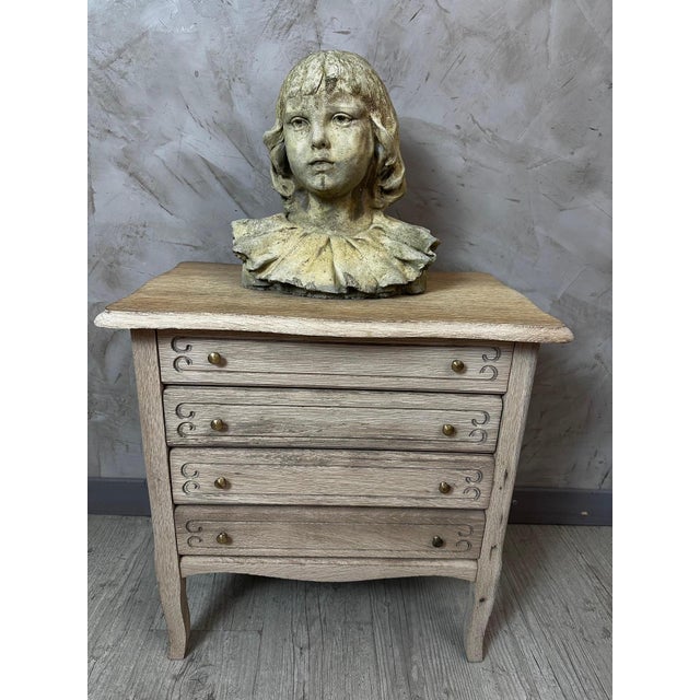 Cement Bust of Girl, 1950s For Sale - Image 3 of 12