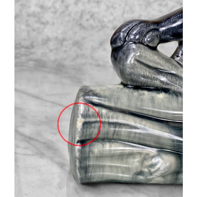 MidCentury Modern Porcelain Black Panther Tv Table Lamp Chairish