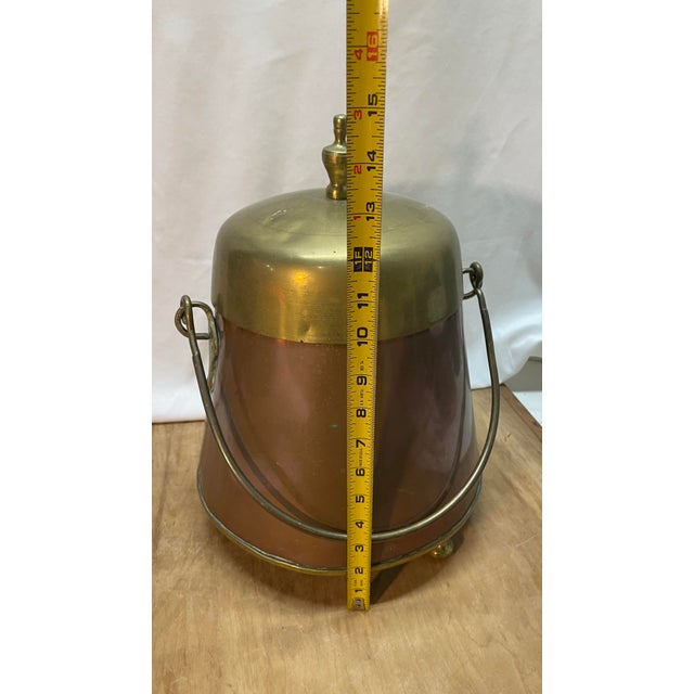 Antique Copper Brass Claw Footed Dovetailed Lidded Bucket Coal Scuttle For Sale - Image 4 of 8