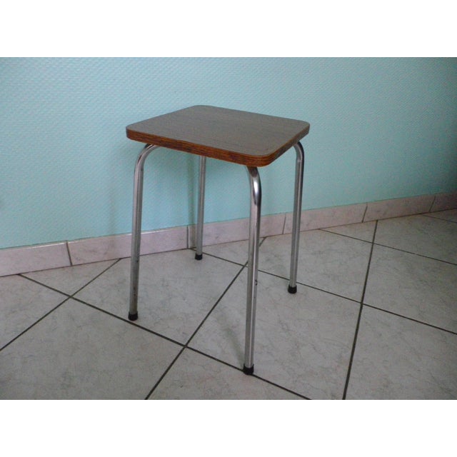 1970s Stool in Brown Formica and Chrome-Plated Metal, 1970s For Sale - Image 5 of 10