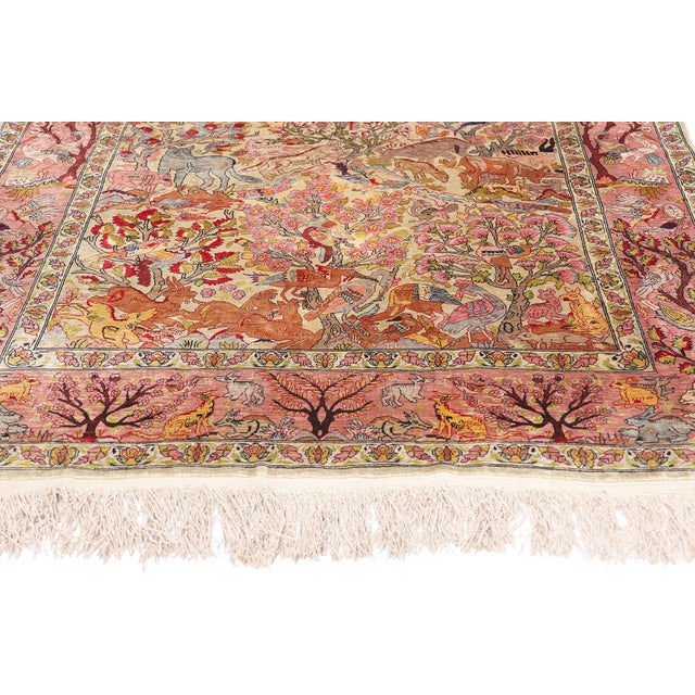 Vintage Turkish Silk Hereke Rug - 03'04 X 05'03 For Sale - Image 4 of 9