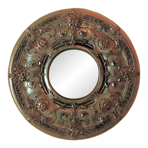 John Richard Round Wall Mirror Beveled Glass in Gold & Bronze