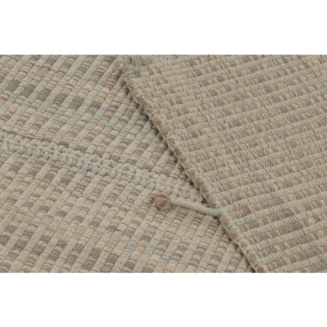 Beige Rug & Kilim’s Contemporary Kilim, Beige with Gray Textural Stripes For Sale - Image 8 of 10