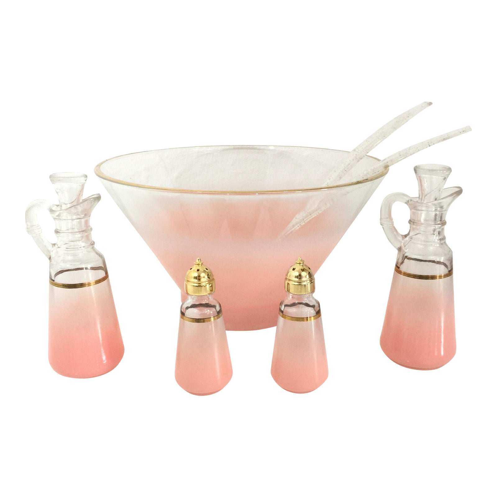 Blendo MidCentury Blush Pink Salad Serving Set Set of 7 Chairish