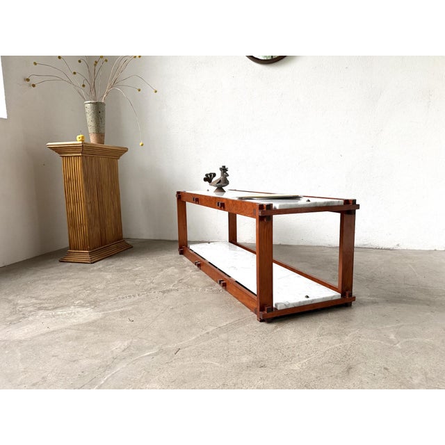 Italian Modernist Étagère in Teak and Carrara Marble, 1950s For Sale - Image 12 of 18